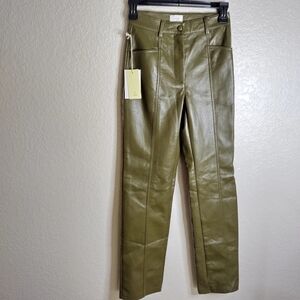 NWT Wilfred Rebel High Rise Straight Leg Green Pants Sz 00
